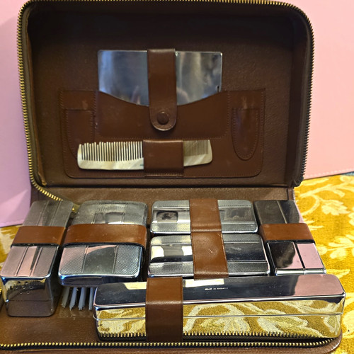 Vintage brown travel shaving - vintage,